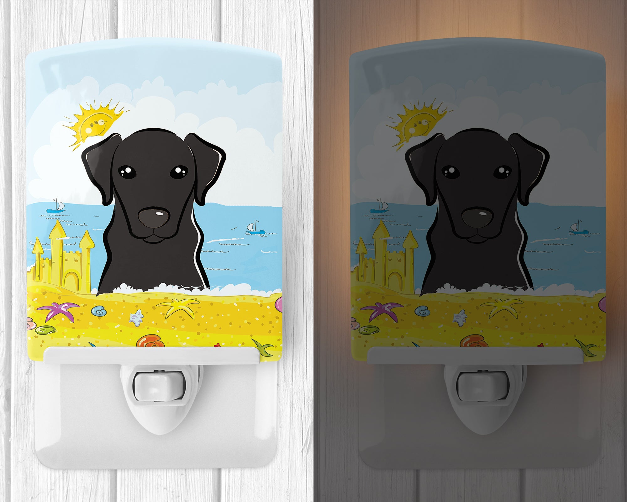 Black Labrador Summer Beach Ceramic Night Light BB2103CNL - the-store.com