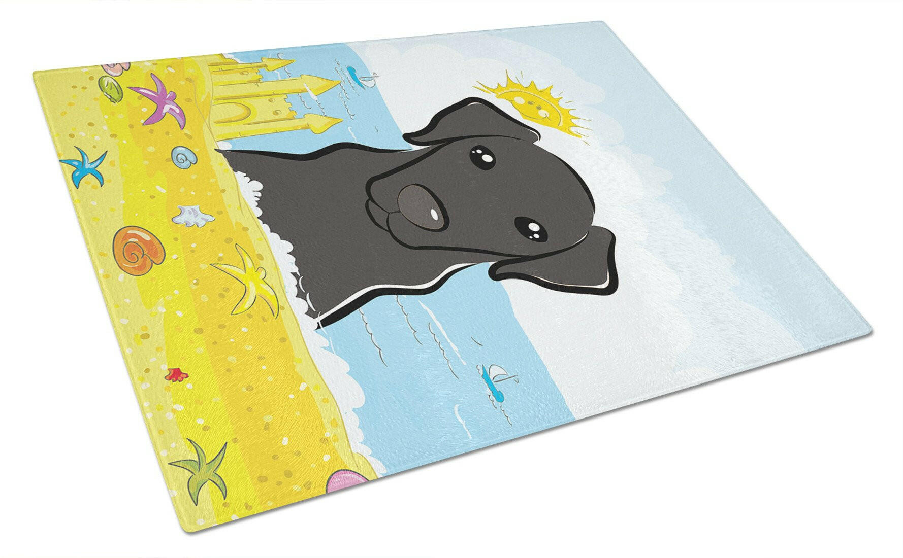 Black Labrador Summer Beach Glass Cutting Board Large BB2103LCB by Caroline's Treasures