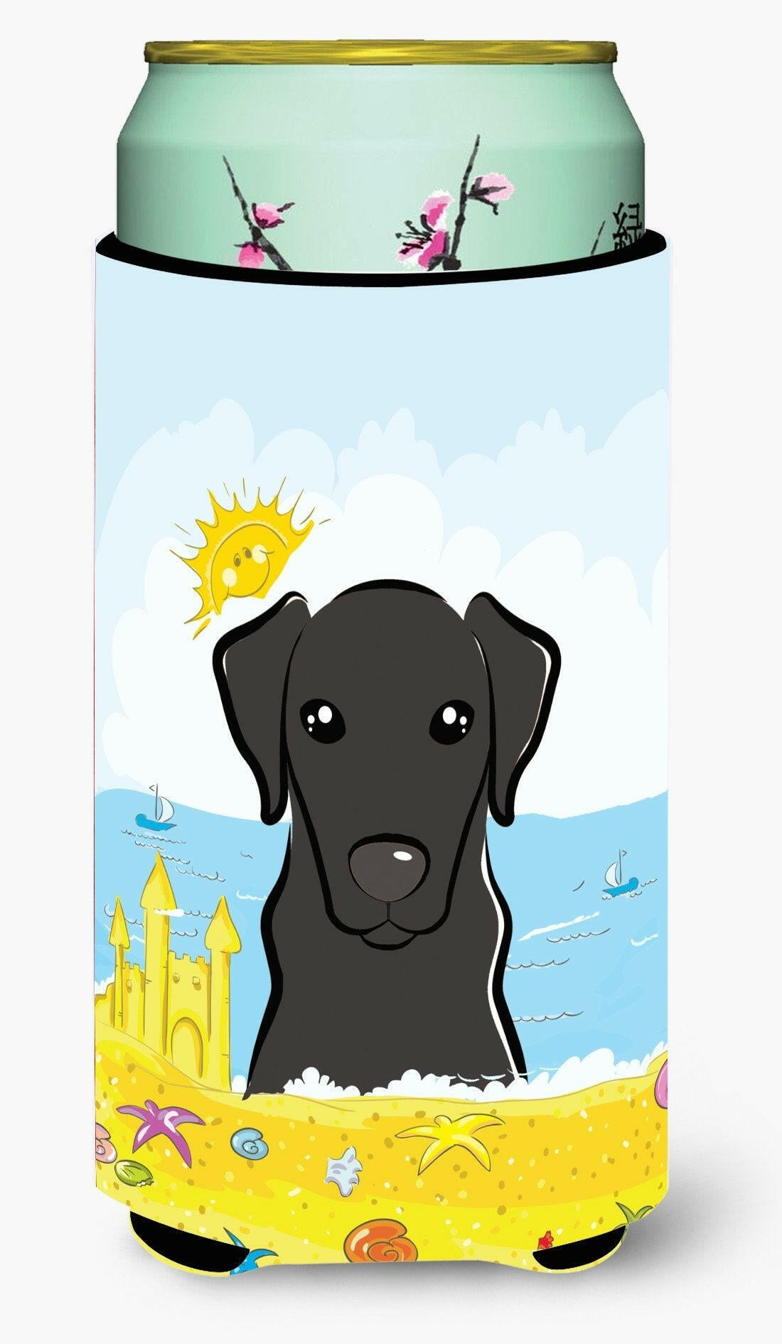 Black Labrador Summer Beach Tall Boy Beverage Insulator  Hugger BB2103TBC by Caroline's Treasures