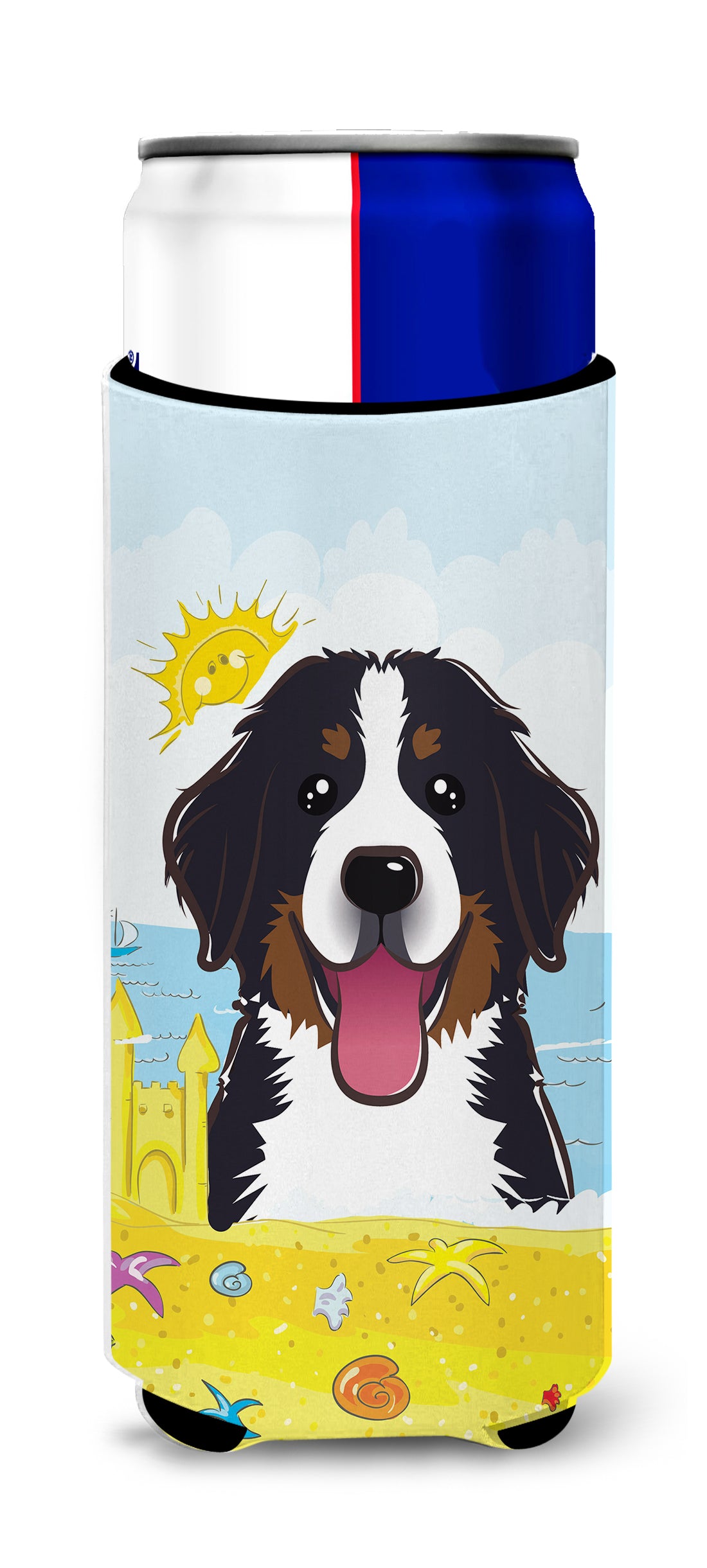 Bernese Mountain Dog Summer Beach  Ultra Beverage Insulator for slim cans BB2105MUK  the-store.com.