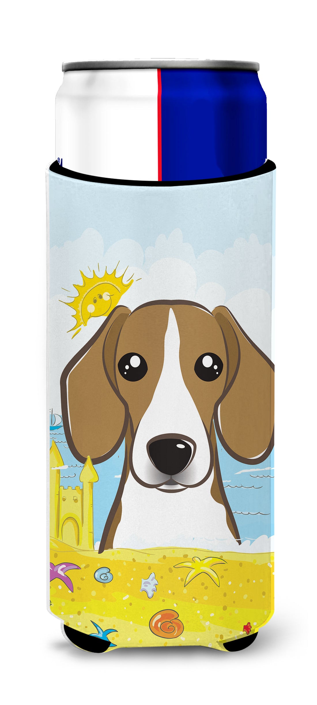 Beagle Summer Beach  Ultra Beverage Insulator for slim cans BB2107MUK  the-store.com.