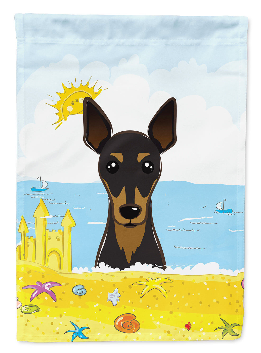 Min Pin Summer Beach Flag Garden Size BB2108GF.