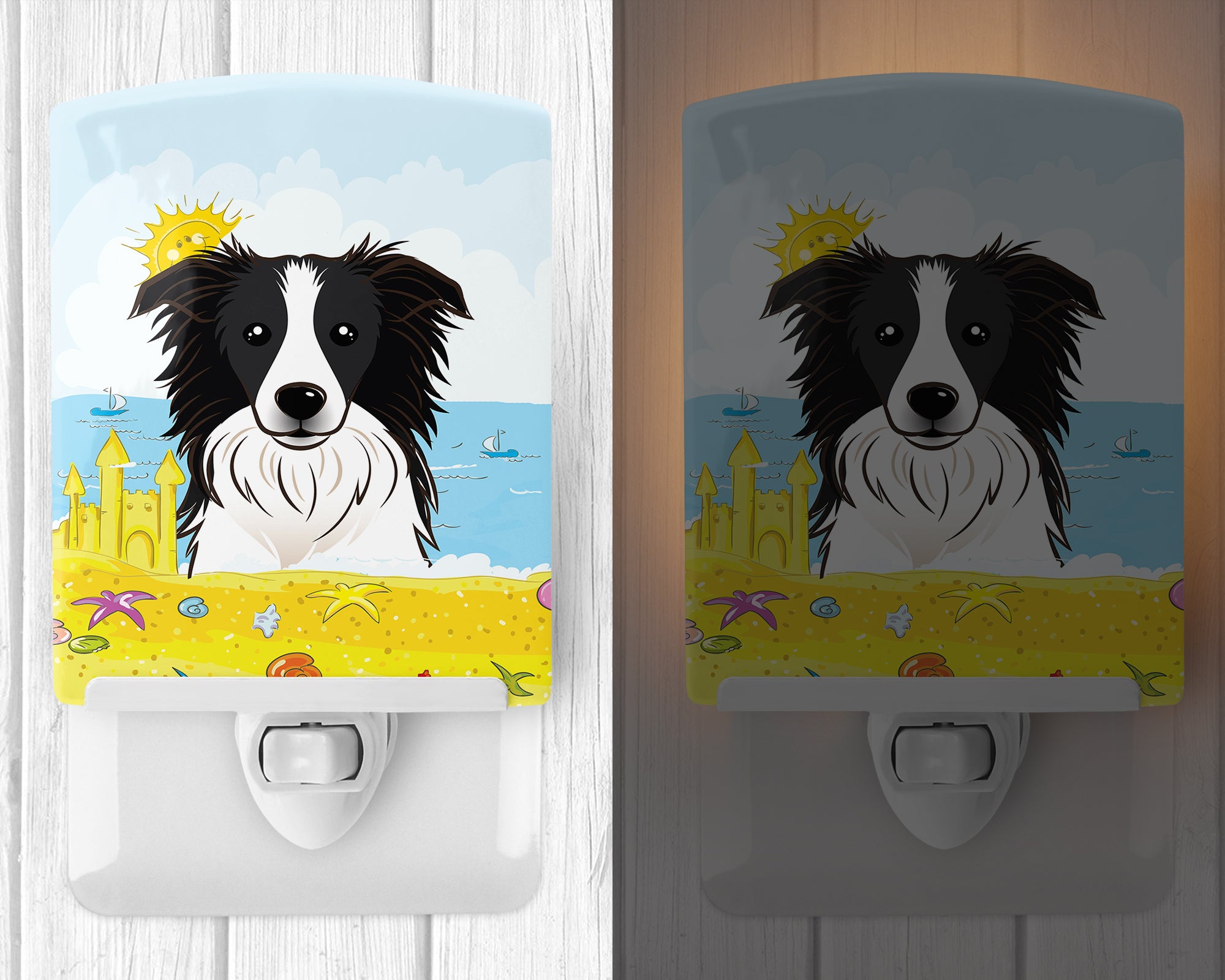 Border Collie Summer Beach Ceramic Night Light BB2109CNL - the-store.com