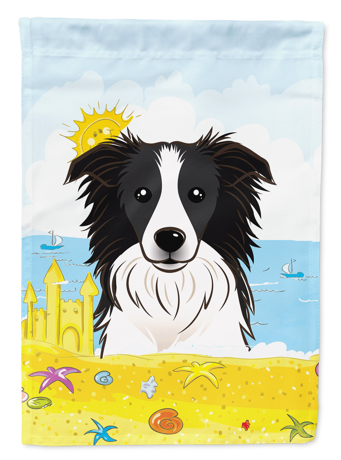 Border Collie Summer Beach Flag Garden Size BB2109GF.