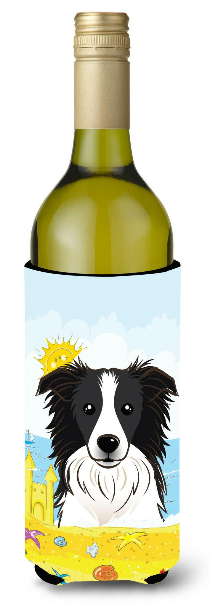 Border Collie Summer Beach Wine Bottle Beverage Insulator Hugger BB2109LITERK by Caroline's Treasures