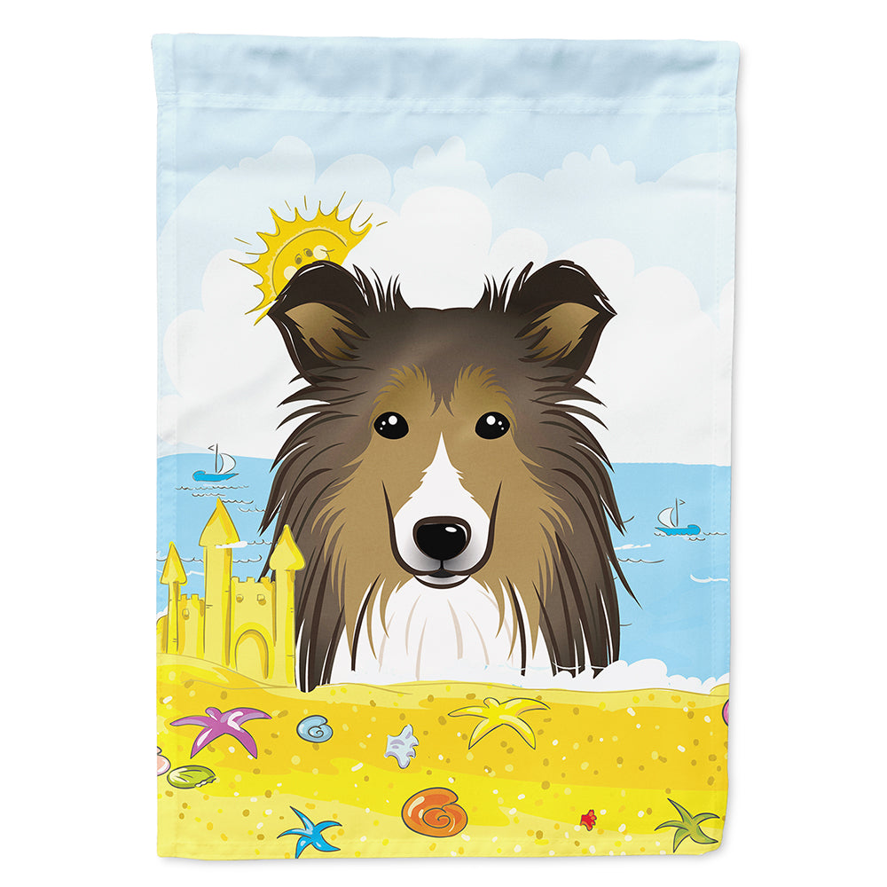 Sheltie Summer Beach Flag Canvas House Size BB2110CHF  the-store.com.