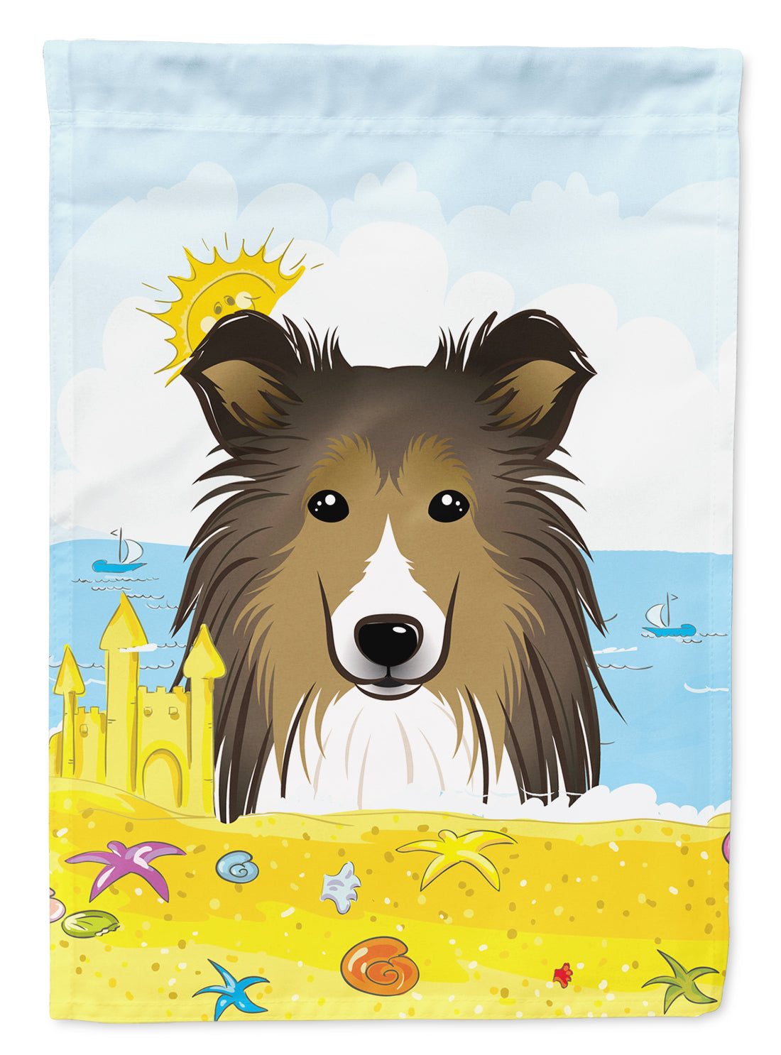 Sheltie Summer Beach Flag Garden Size BB2110GF.