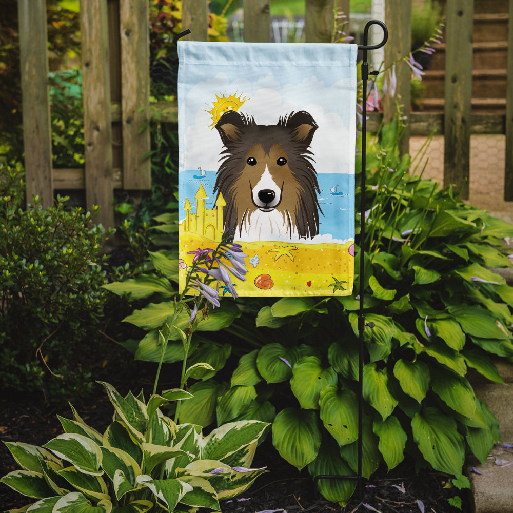 Sheltie Summer Beach Flag Garden Size BB2110GF.