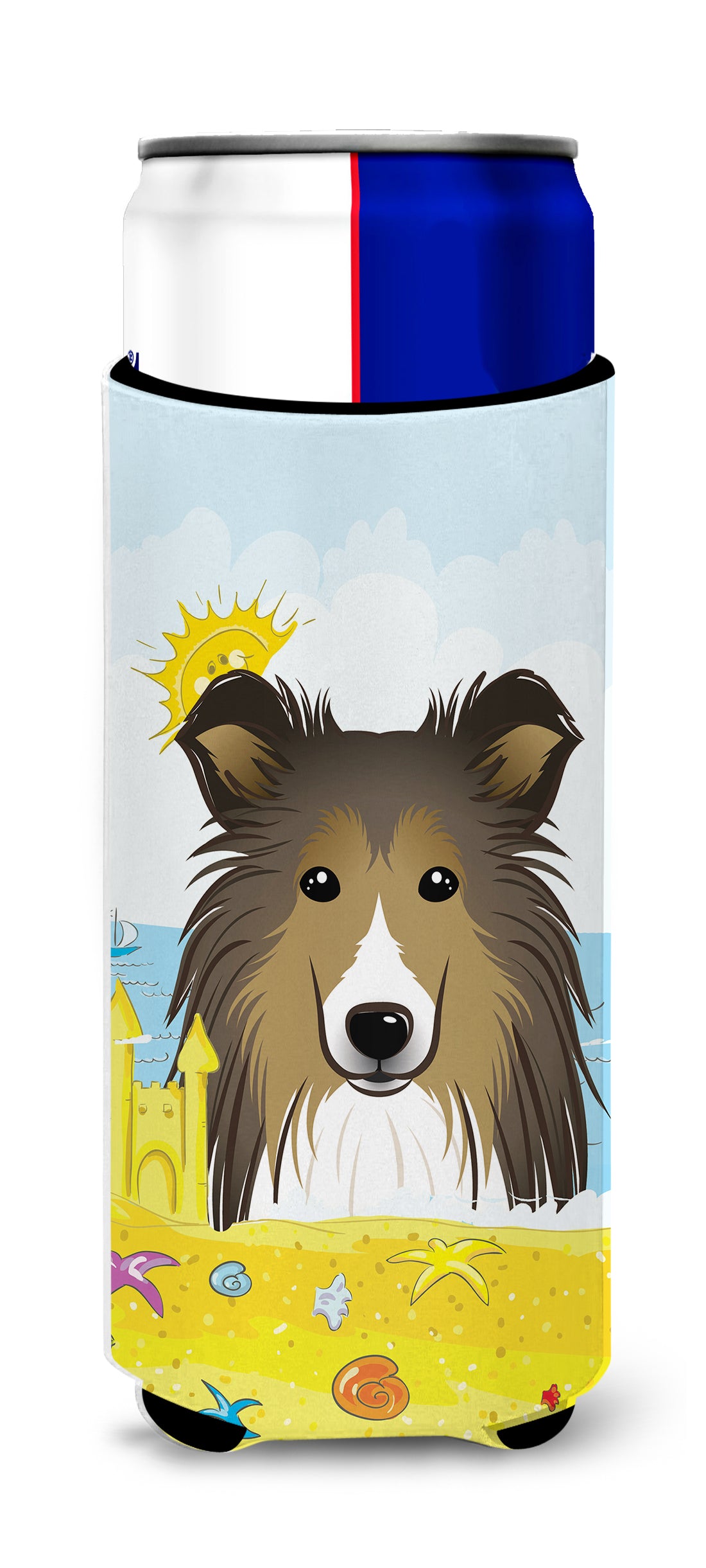 Sheltie Summer Beach  Ultra Beverage Insulator for slim cans BB2110MUK  the-store.com.