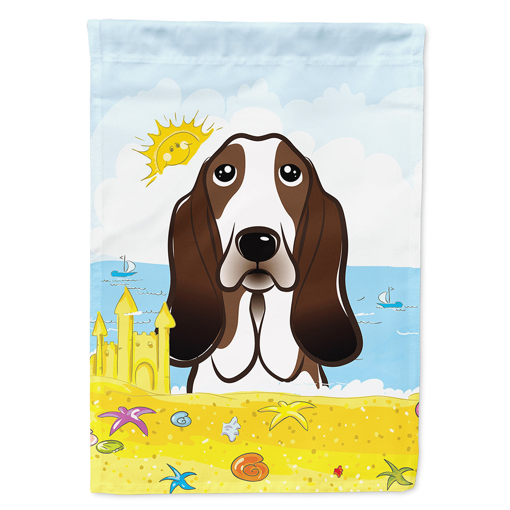 Basset Hound Summer Beach Flag Canvas House Size BB2111CHF  the-store.com.