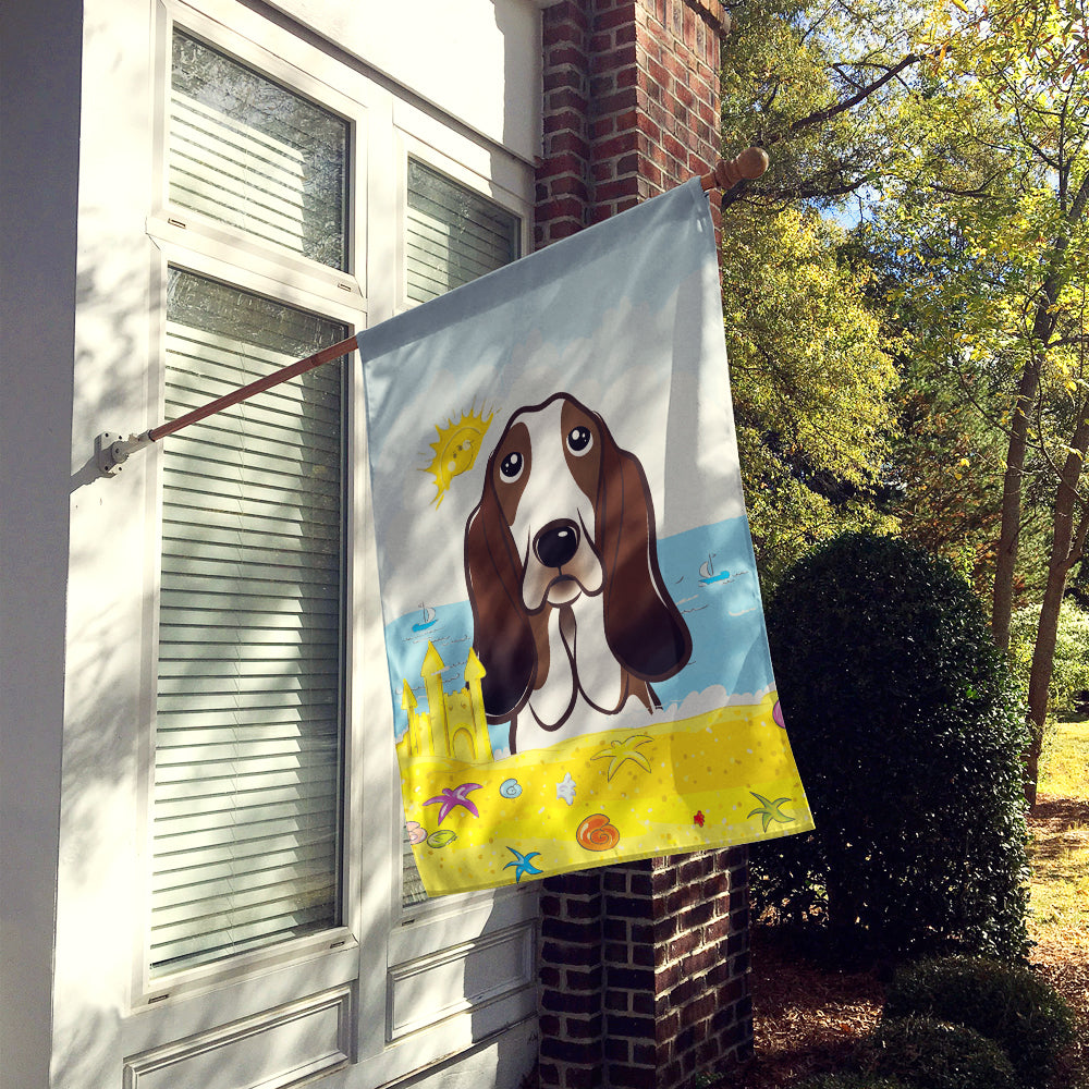 Basset Hound Summer Beach Flag Canvas House Size BB2111CHF  the-store.com.