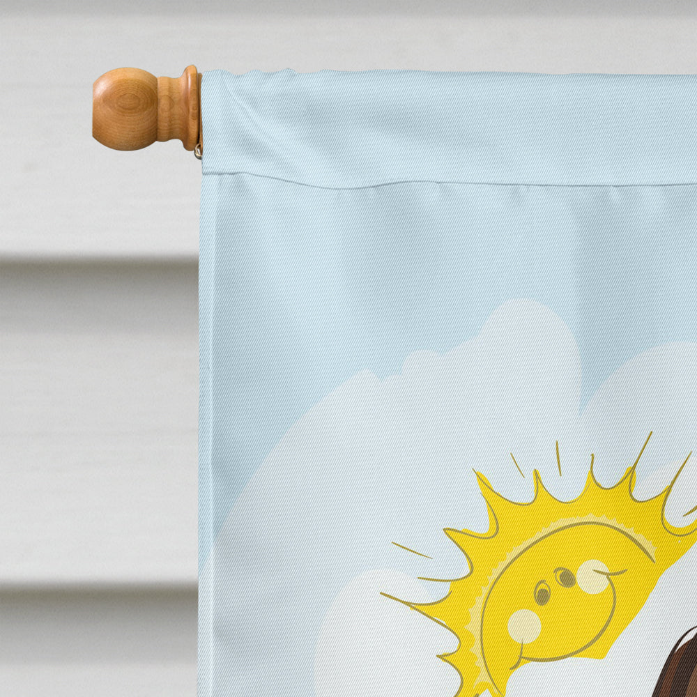 Basset Hound Summer Beach Flag Canvas House Size BB2111CHF  the-store.com.