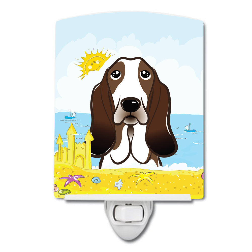 Basset Hound Summer Beach Ceramic Night Light BB2111CNL - the-store.com