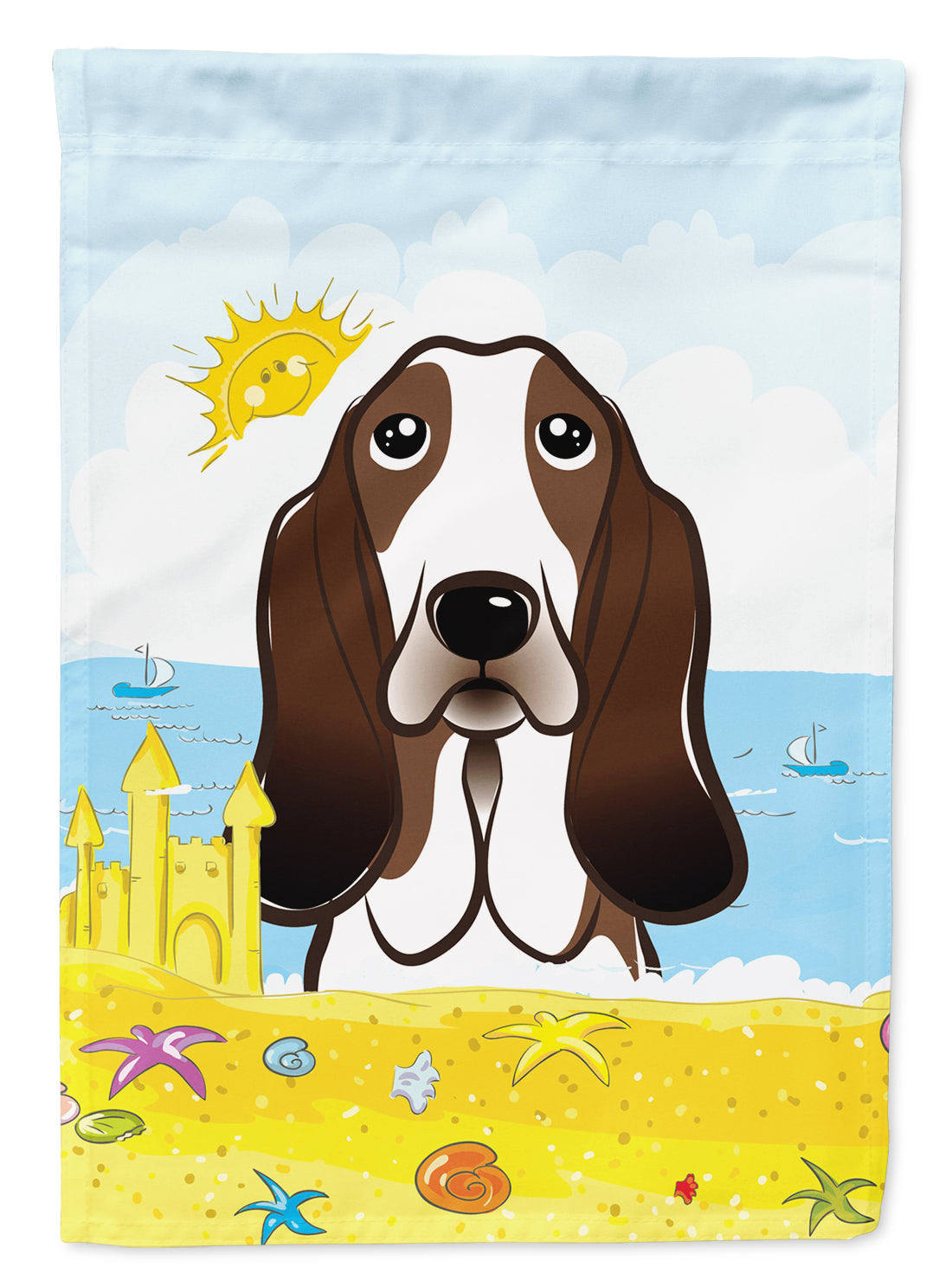 Basset Hound Summer Beach Flag Garden Size BB2111GF.