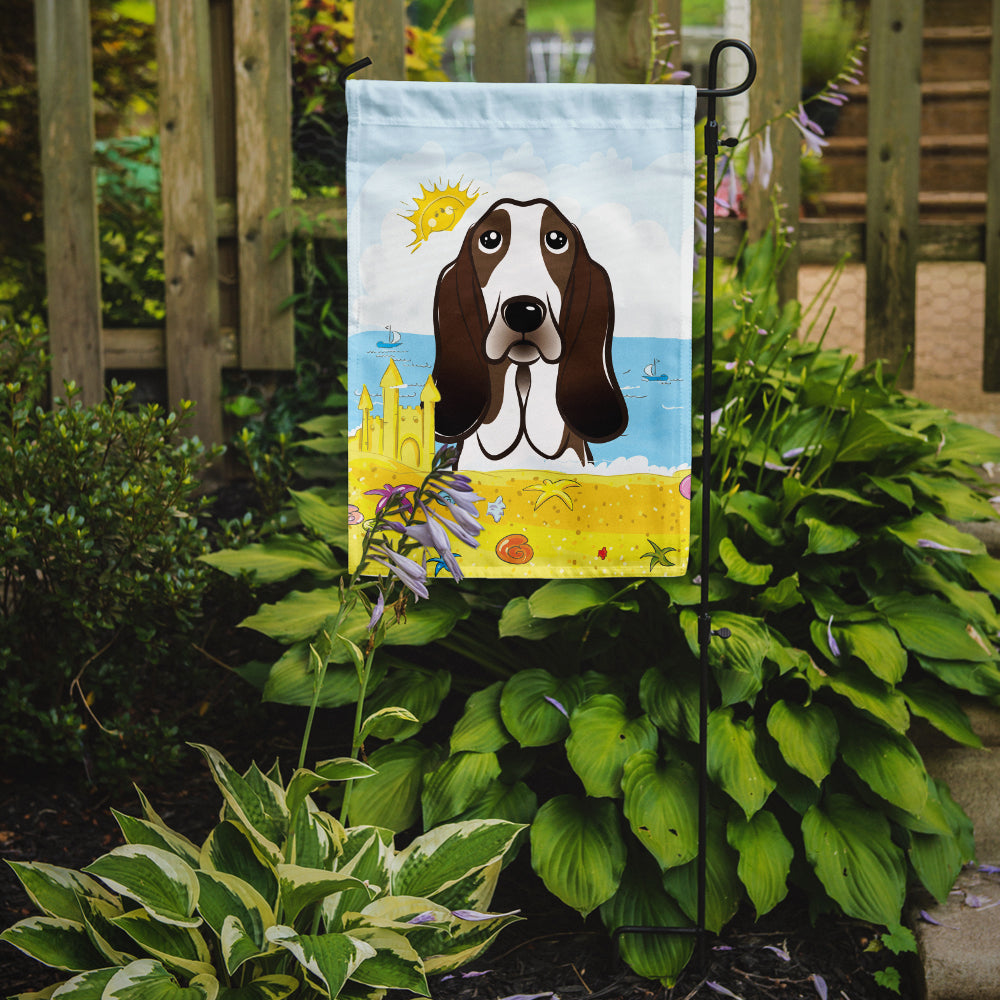 Basset Hound Summer Beach Flag Garden Size BB2111GF.