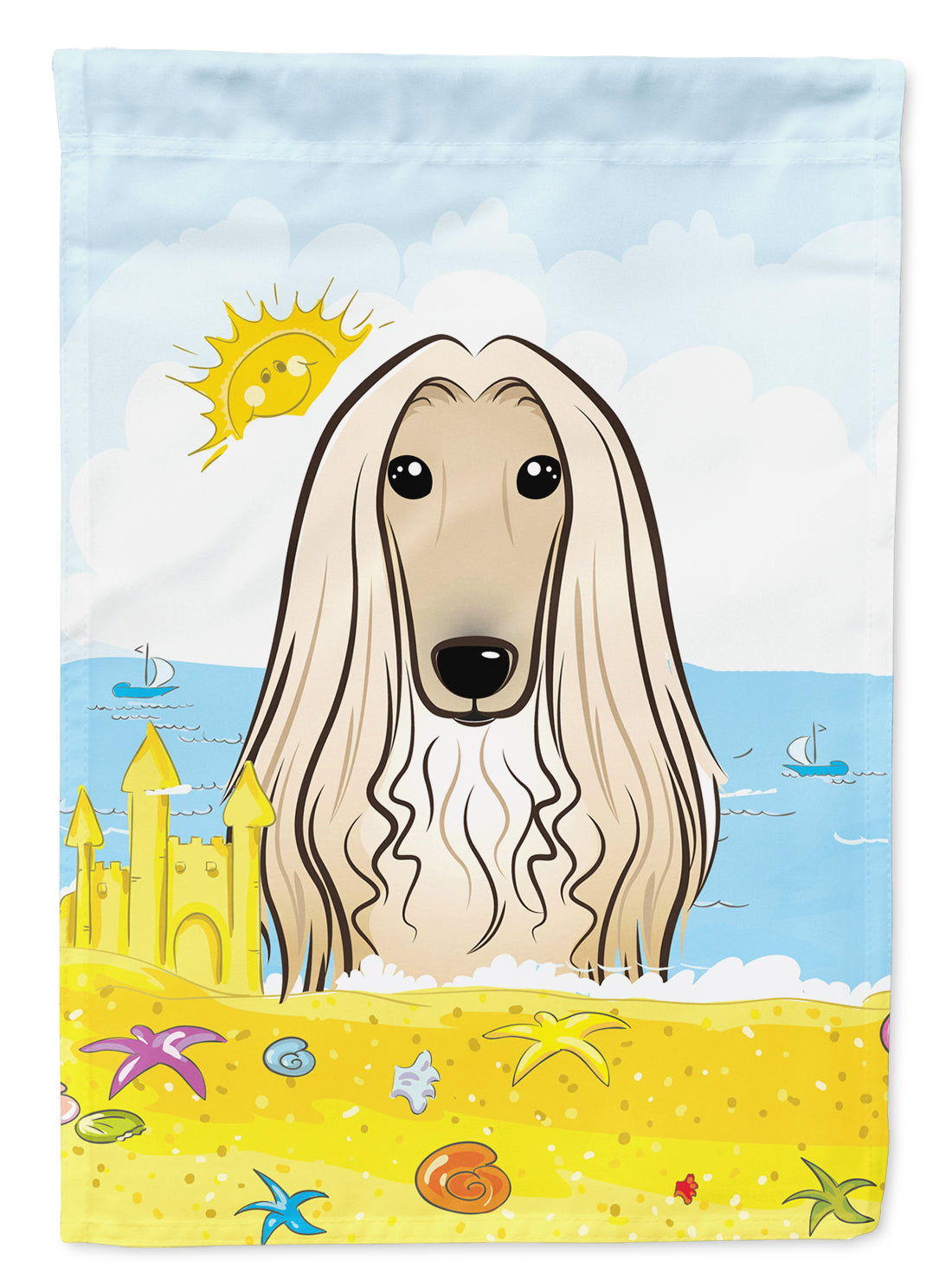 Afghan Hound Summer Beach Flag Garden Size BB2112GF.