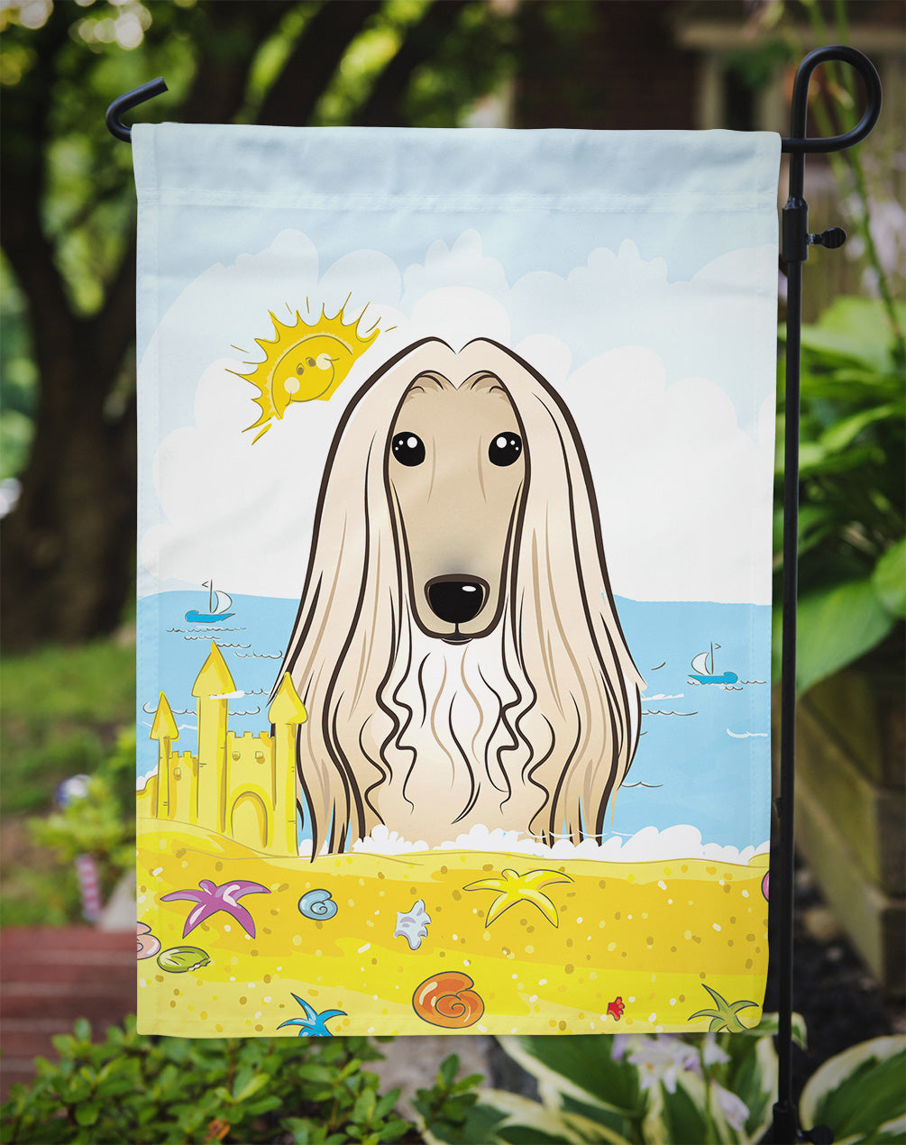 Afghan Hound Summer Beach Flag Garden Size BB2112GF.