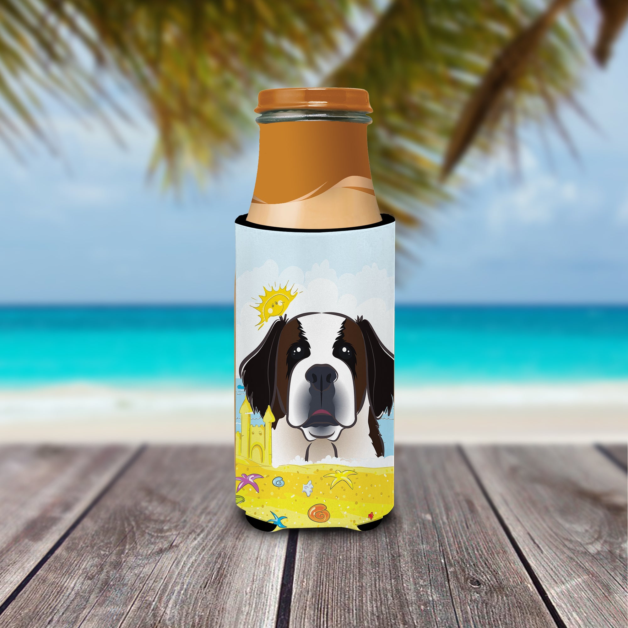 Saint Bernard Summer Beach  Ultra Beverage Insulator for slim cans BB2114MUK  the-store.com.