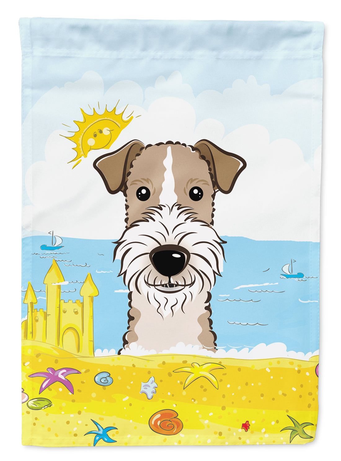 Wire Haired Fox Terrier Summer Beach Flag Garden Size BB2115GF.