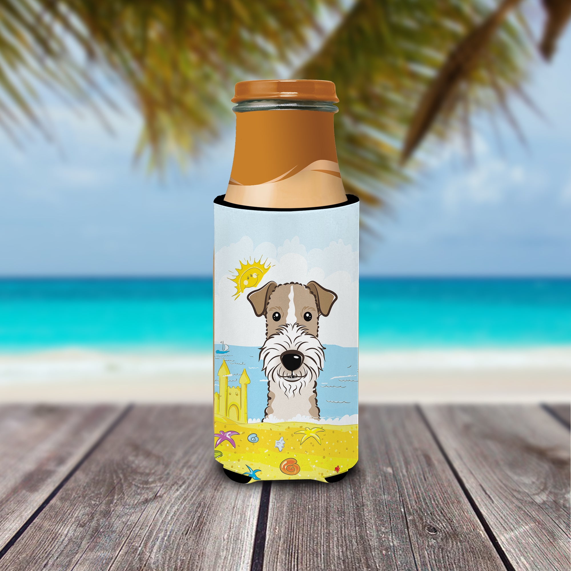 Wire Haired Fox Terrier Summer Beach  Ultra Beverage Insulator for slim cans BB2115MUK  the-store.com.