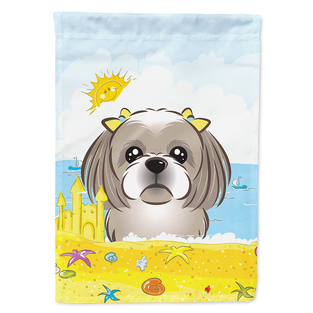 Gray Silver Shih Tzu Summer Beach Flag Canvas House Size BB2118CHF  the-store.com.