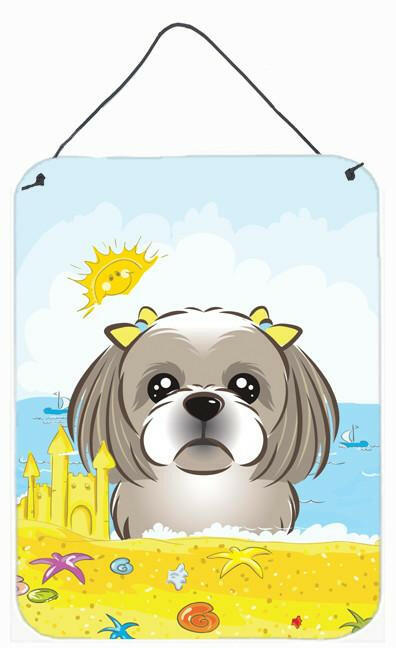 Gray Silver Shih Tzu Summer Beach Wall or Door Hanging Prints BB2118DS1216 by Caroline's Treasures