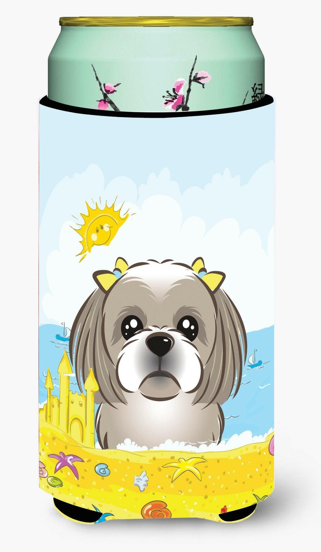 Gray Silver Shih Tzu Summer Beach Tall Boy Beverage Insulator  Hugger BB2118TBC by Caroline's Treasures