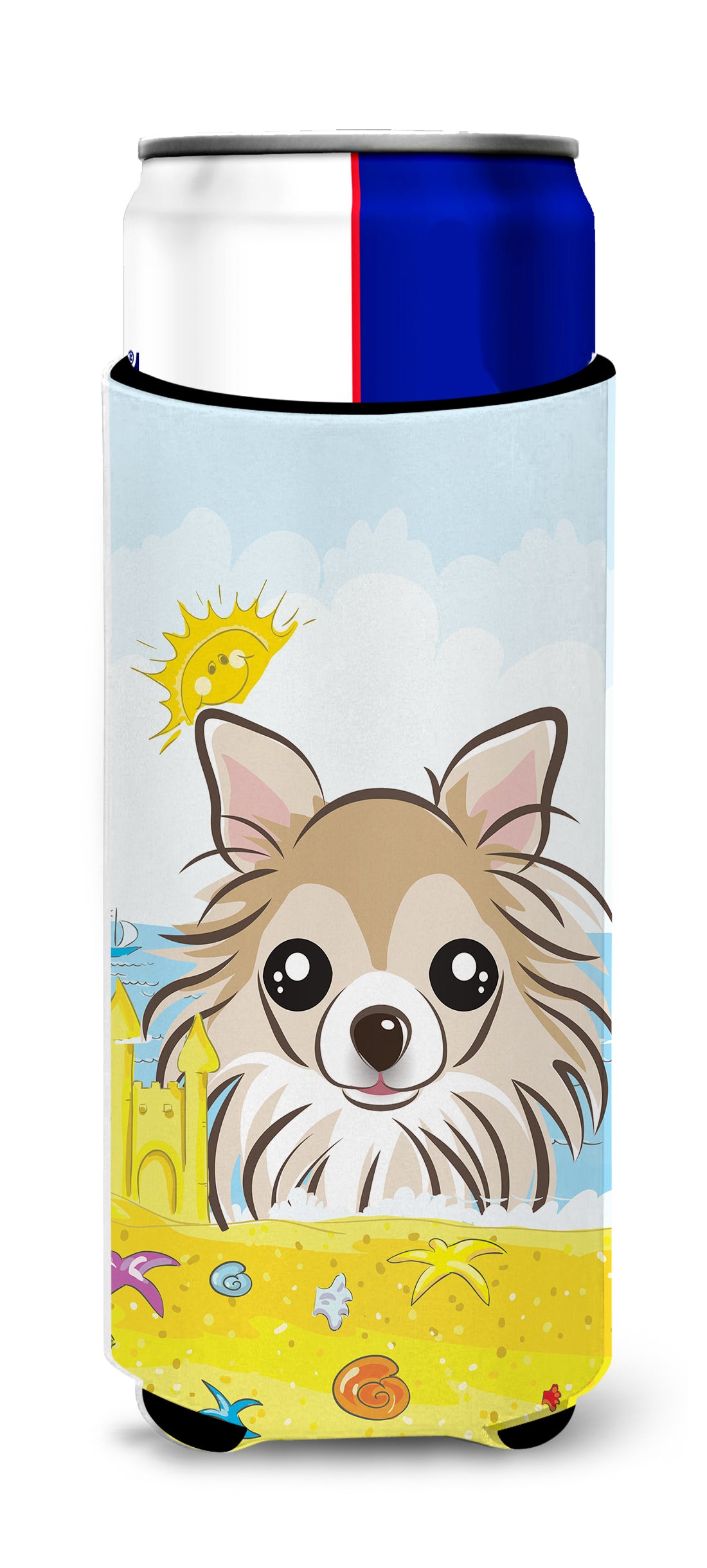 Chihuahua Summer Beach  Ultra Beverage Insulator for slim cans BB2119MUK  the-store.com.