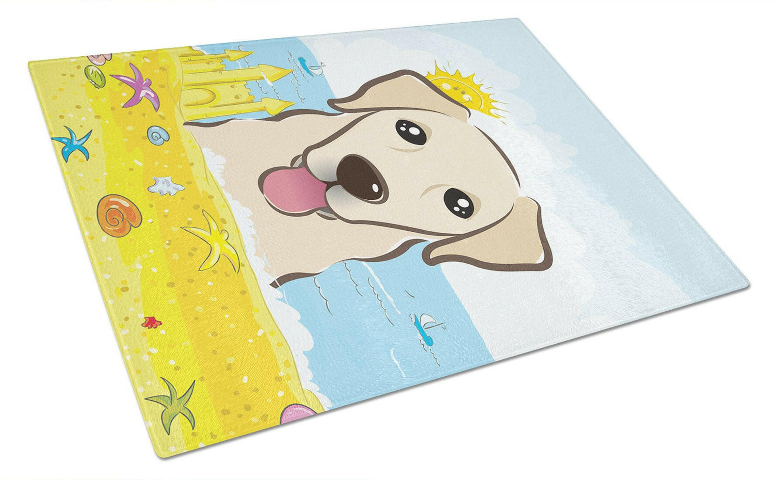 Golden Retriever Summer Beach Glass Cutting Board Large BB2120LCB by Caroline's Treasures