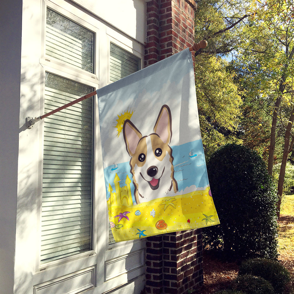 Sable Corgi Summer Beach Flag Canvas House Size BB2121CHF  the-store.com.