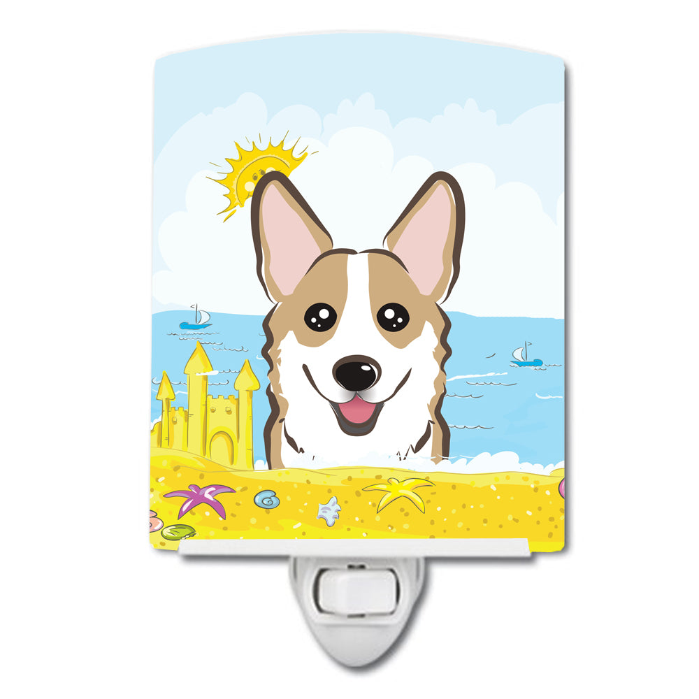 Sable Corgi Summer Beach Ceramic Night Light BB2121CNL - the-store.com