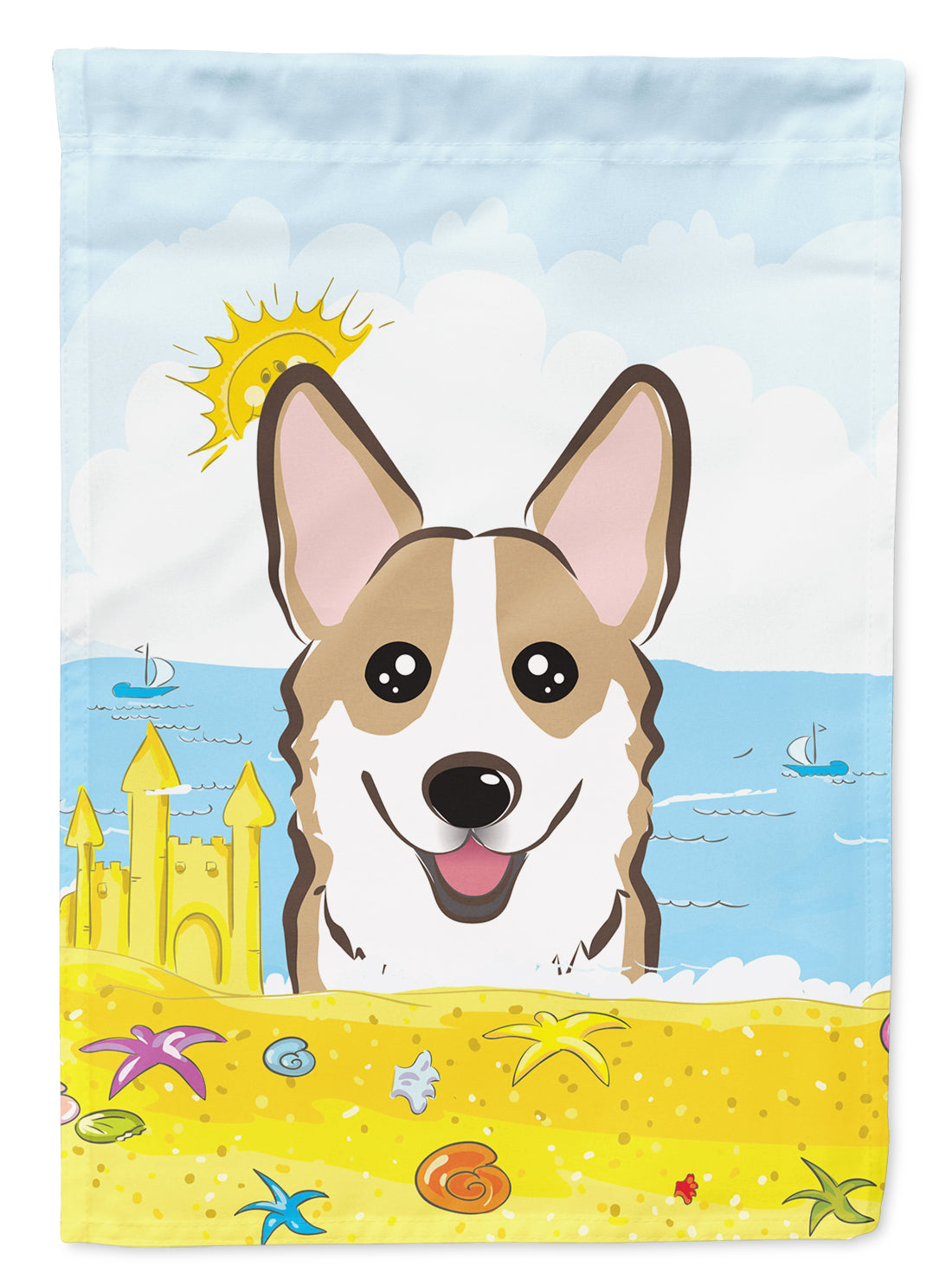 Sable Corgi Summer Beach Flag Garden Size BB2121GF.