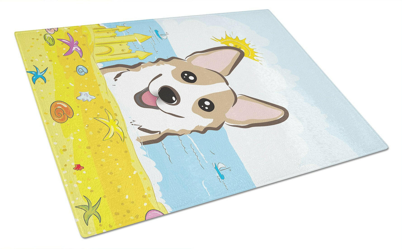 Sable Corgi Summer Beach Glass Cutting Board Large BB2121LCB by Caroline's Treasures