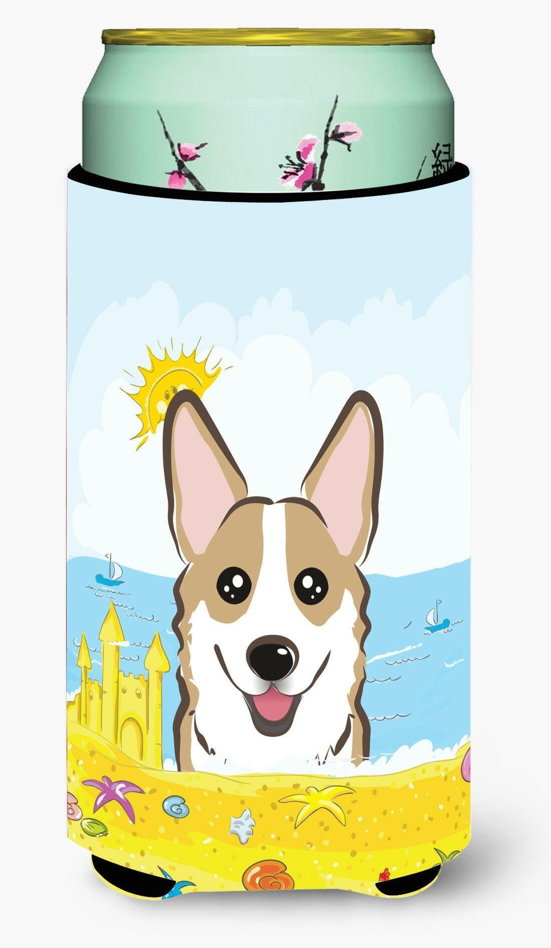 Sable Corgi Summer Beach Tall Boy Beverage Insulator  Hugger BB2121TBC by Caroline's Treasures