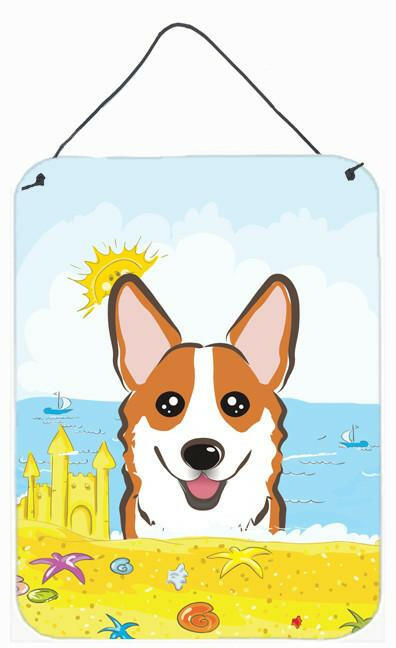 Red Corgi Summer Beach Wall or Door Hanging Prints BB2122DS1216 by Caroline's Treasures