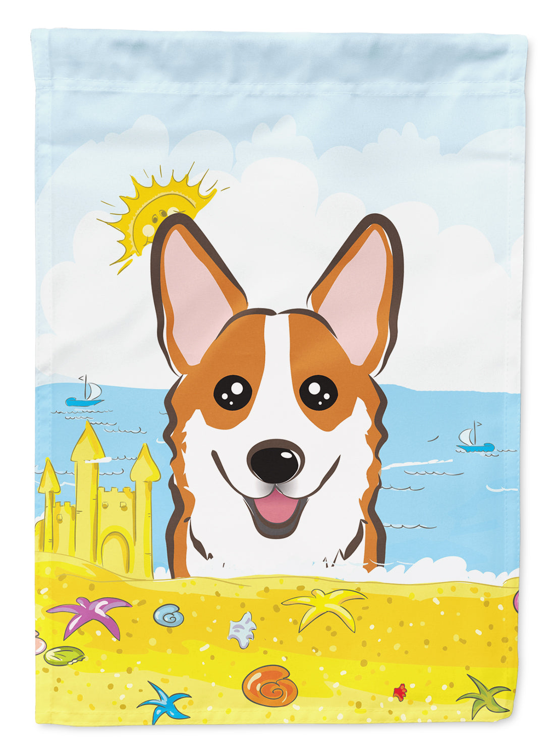 Red Corgi Summer Beach Flag Garden Size BB2122GF.