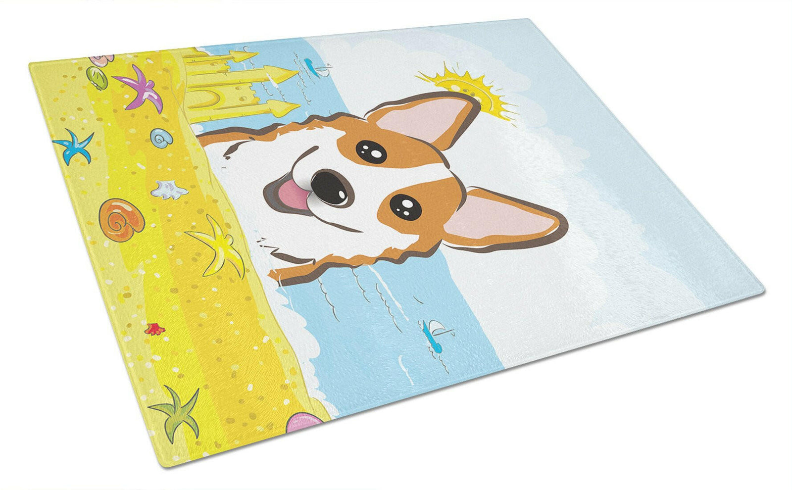 Red Corgi Summer Beach Glass Cutting Board Large BB2122LCB by Caroline's Treasures