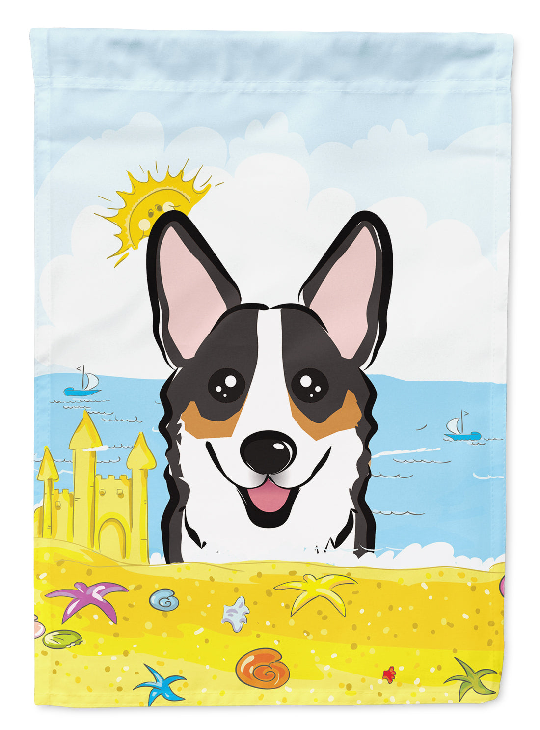 Tricolor Corgi Summer Beach Flag Garden Size BB2123GF.