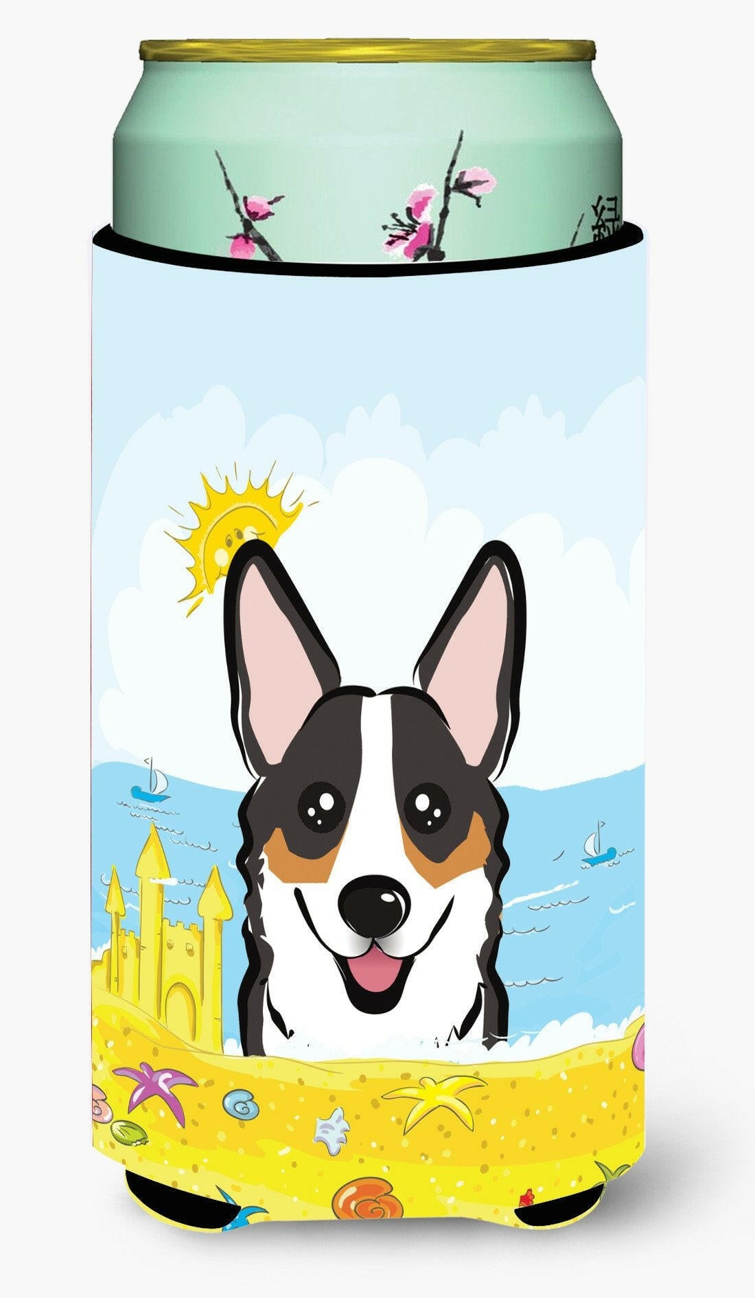 Tricolor Corgi Summer Beach Tall Boy Beverage Insulator  Hugger BB2123TBC by Caroline's Treasures