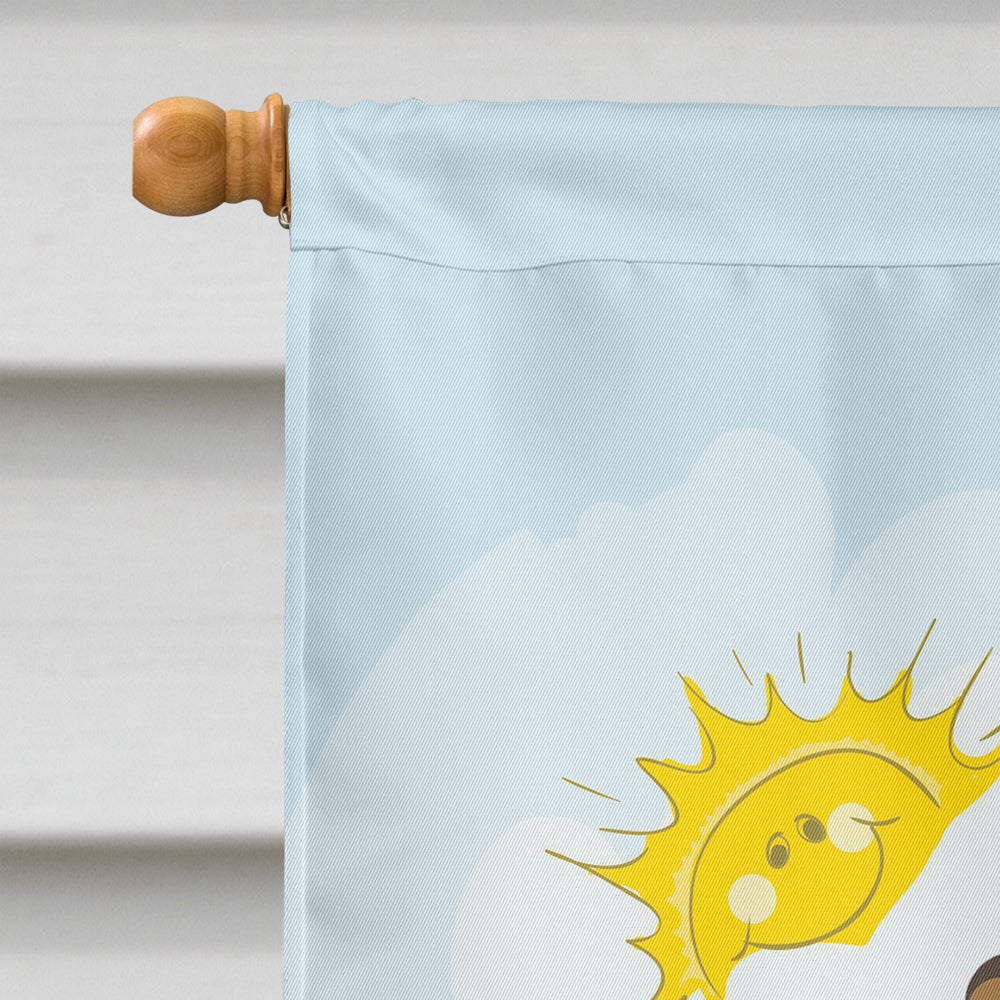 Chocolate Brown Poodle Summer Beach Flag Canvas House Size BB2124CHF  the-store.com.