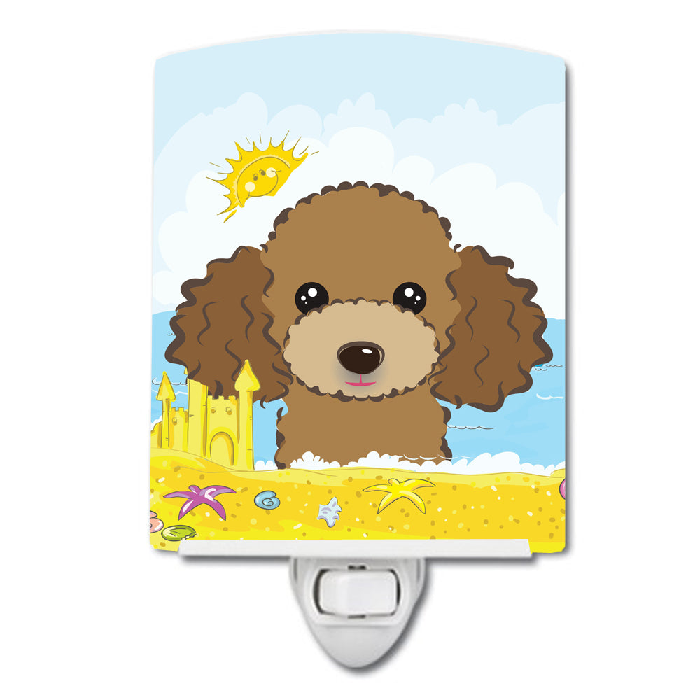 Chocolate Brown Poodle Summer Beach Ceramic Night Light BB2124CNL - the-store.com