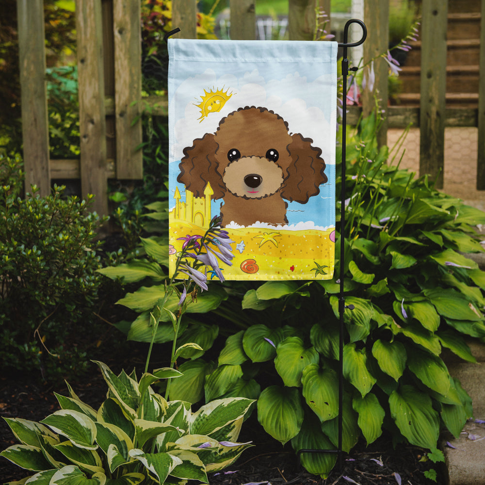 Chocolate Brown Poodle Summer Beach Flag Garden Size BB2124GF.