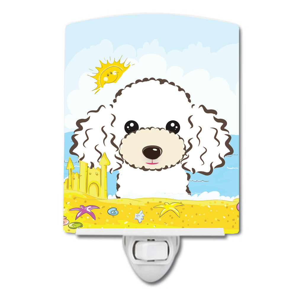 White Poodle Summer Beach Ceramic Night Light BB2125CNL - the-store.com