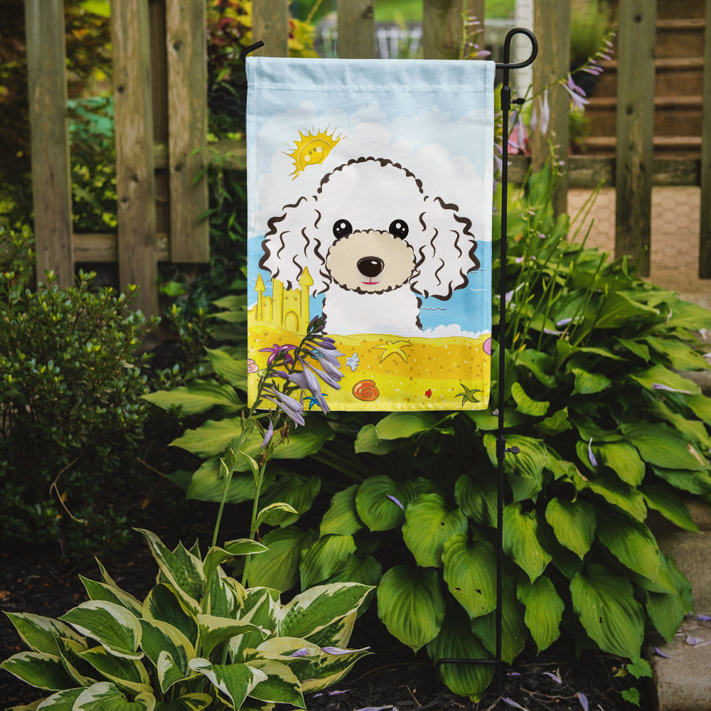 White Poodle Summer Beach Flag Garden Size BB2125GF.