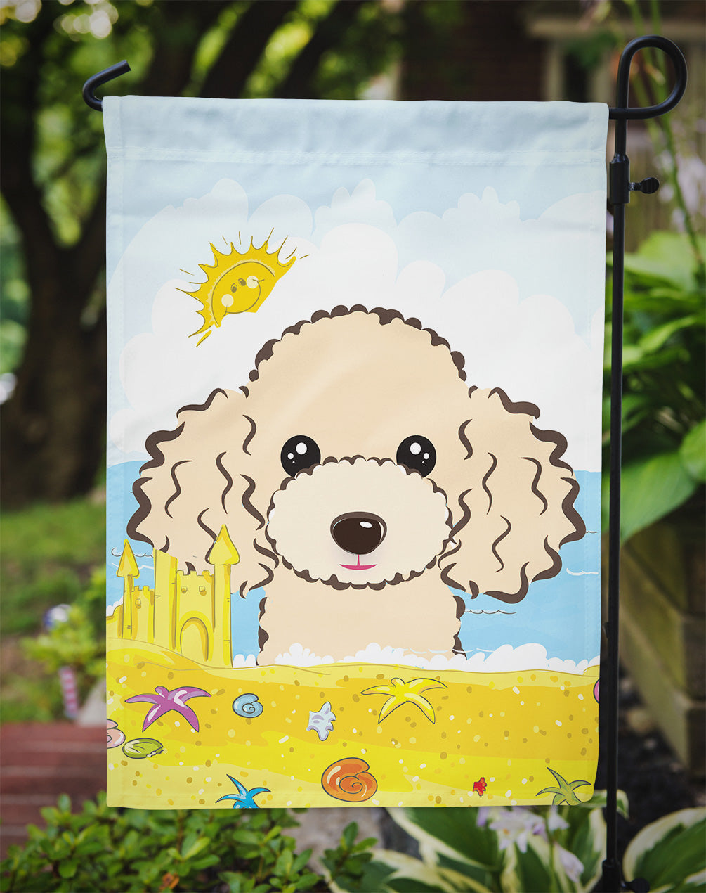 Buff Poodle Summer Beach Flag Garden Size BB2126GF.