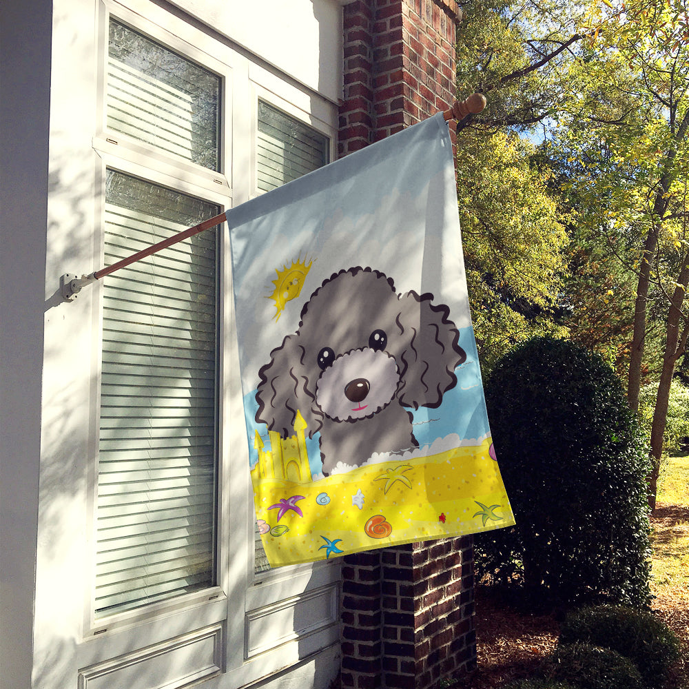 Silver Gray Poodle Summer Beach Flag Canvas House Size BB2127CHF  the-store.com.