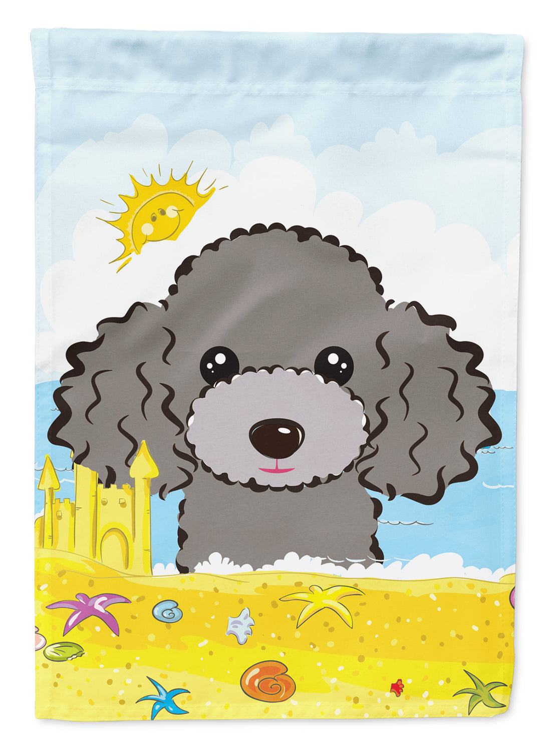 Silver Gray Poodle Summer Beach Flag Garden Size BB2127GF.