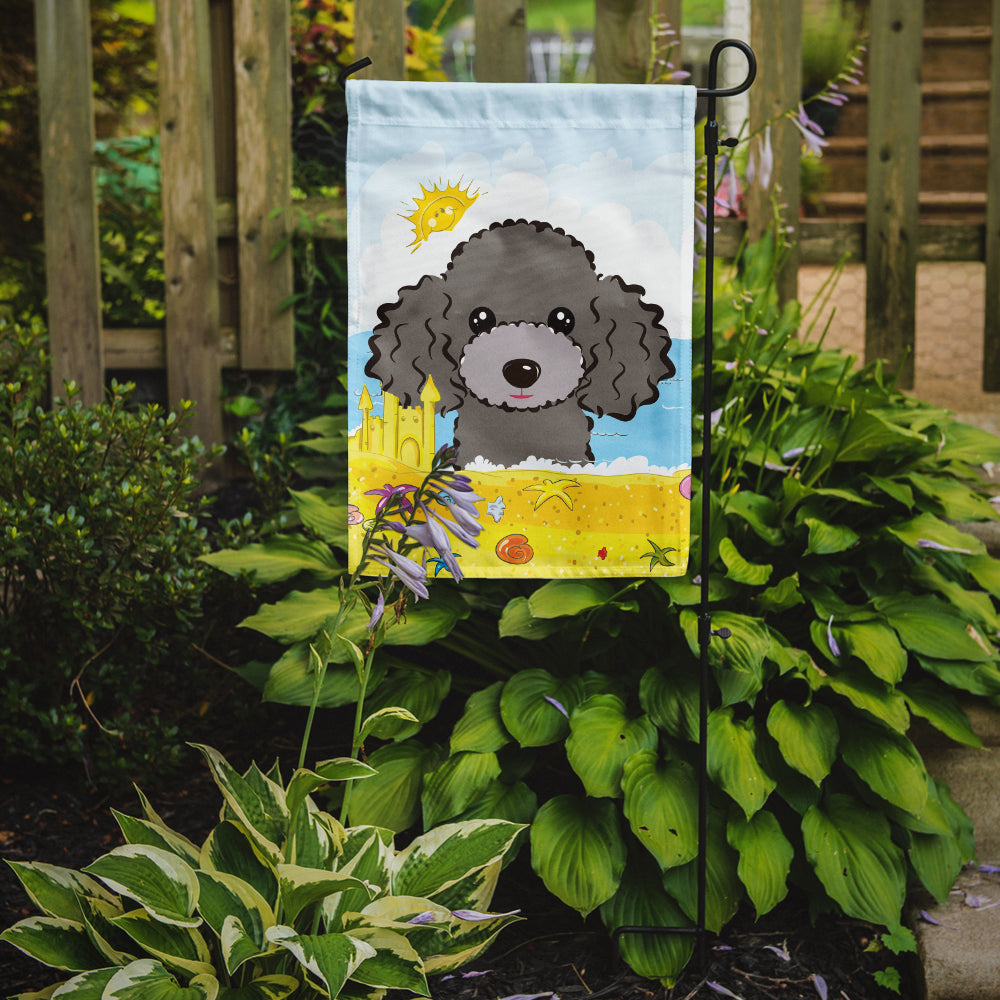 Silver Gray Poodle Summer Beach Flag Garden Size BB2127GF.