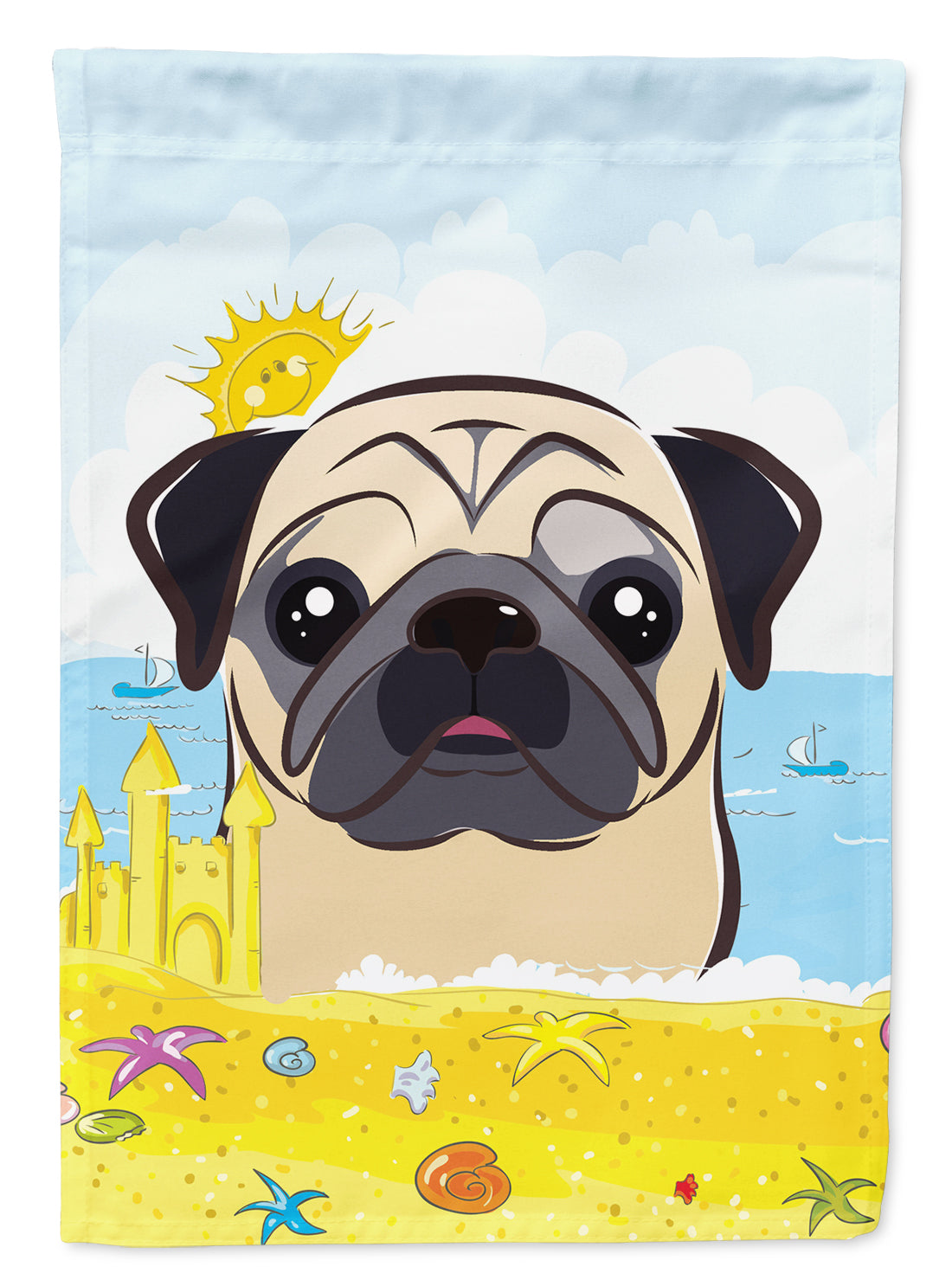 Fawn Pug Summer Beach Flag Garden Size BB2130GF.