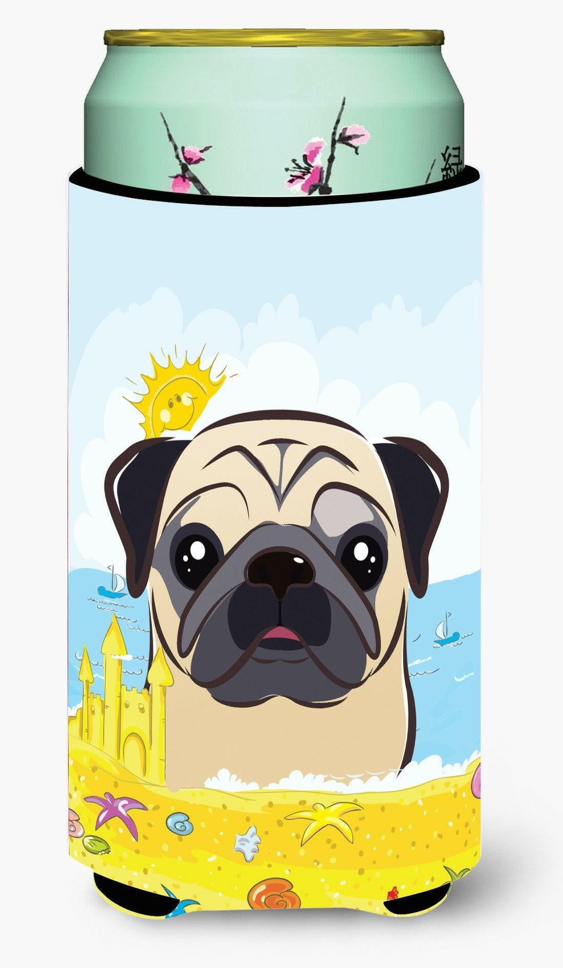 Fawn Pug Summer Beach Tall Boy Beverage Insulator  Hugger BB2130TBC by Caroline's Treasures